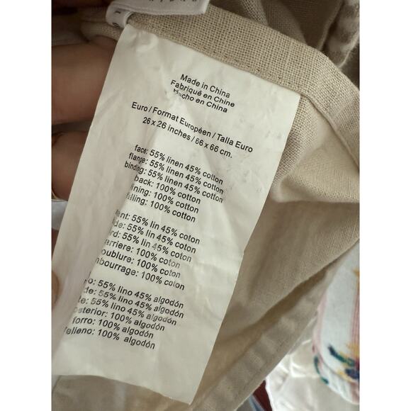 Pottery Barn Carolina Patchwork Floral Linen Blend Euro Quilted Sham Sample. - Picture 5 of 5